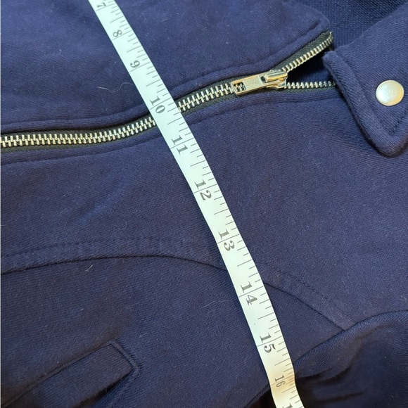 100% Cotton LuLaRoe Navy Bomber Jacket with Silver Zipper and Snap Buttons - Picture 8 of 8